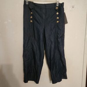 Deja Bleu Sailor Style Wide Leg Pants Size PXL NWT (Missing Button), Inseam 25"